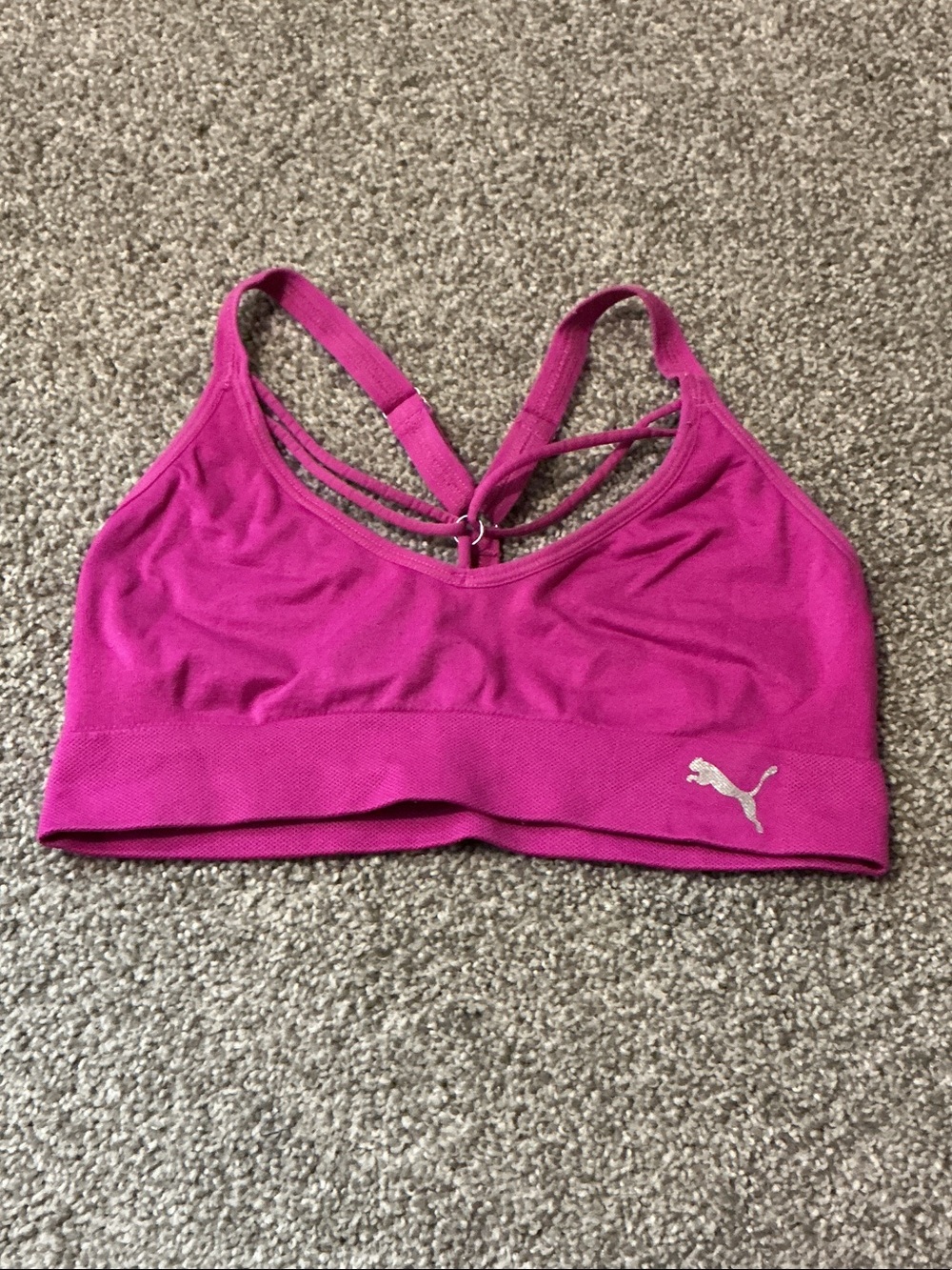 Puma Fuchsia Strappy-Back Sports Bra